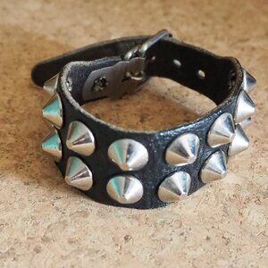 Punk Leather Bracelet with Spikes